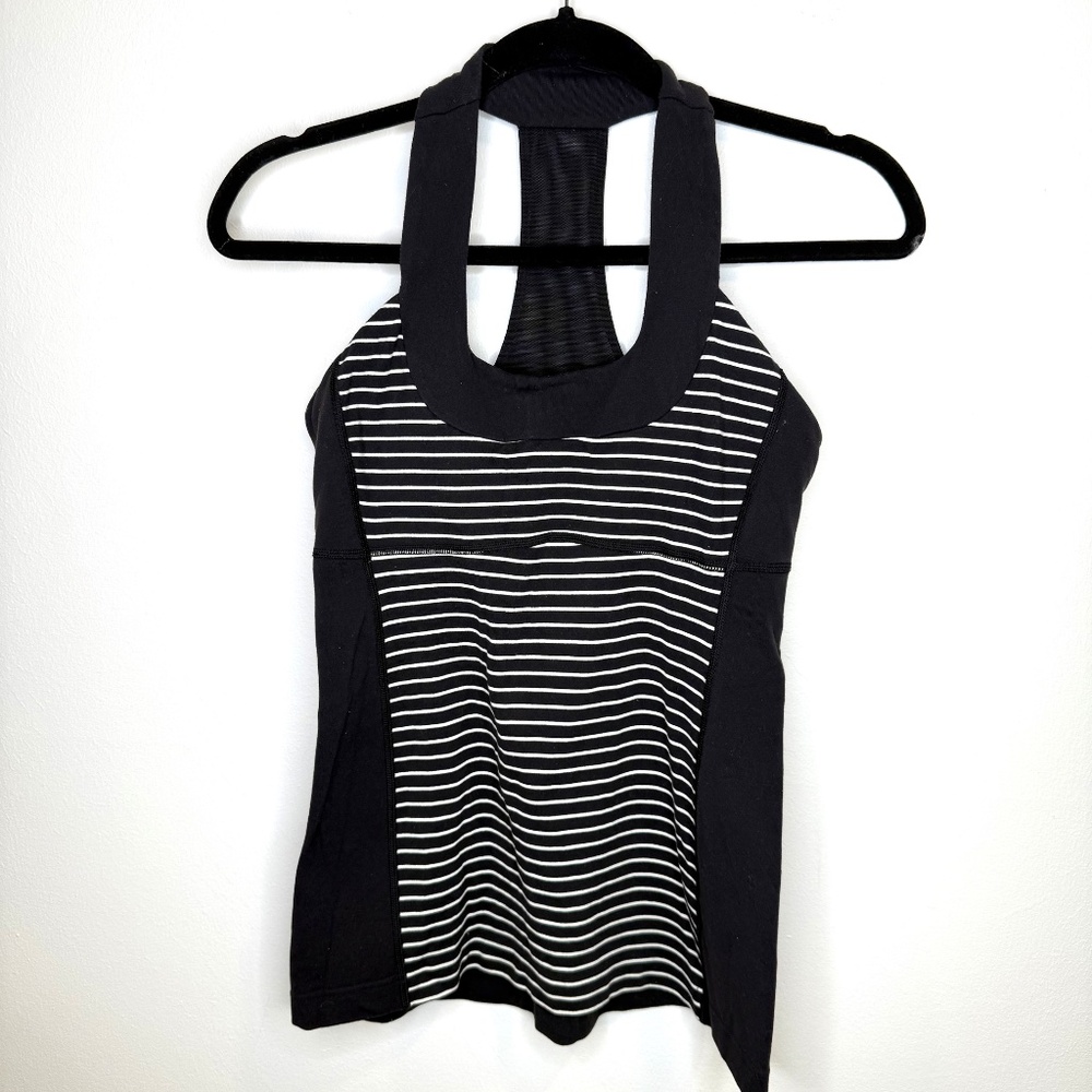 LULULEMON Scoop Neck Tank Striped T Strap Mesh 12 - Picture 1 of 8